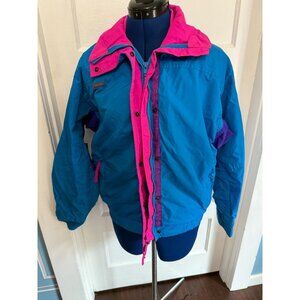 VTG 80s Pink + Blue Columbia Sportswear Double Zip Insulated Ski Jacket	MD
